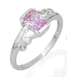 STERLING SILVER RADIANT CUT PINK CZ RING