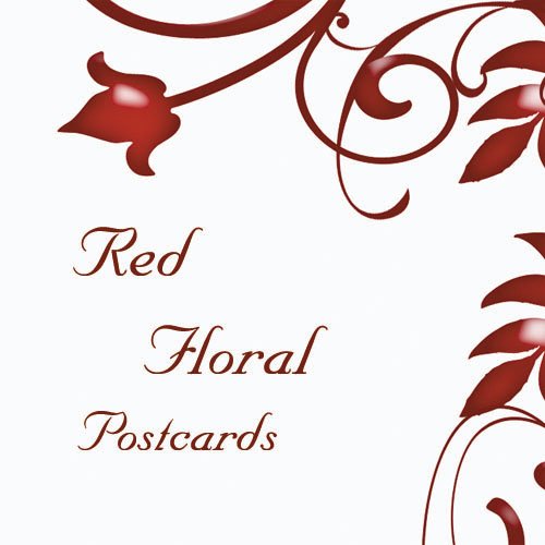 100 Red Floral Standard Postcards