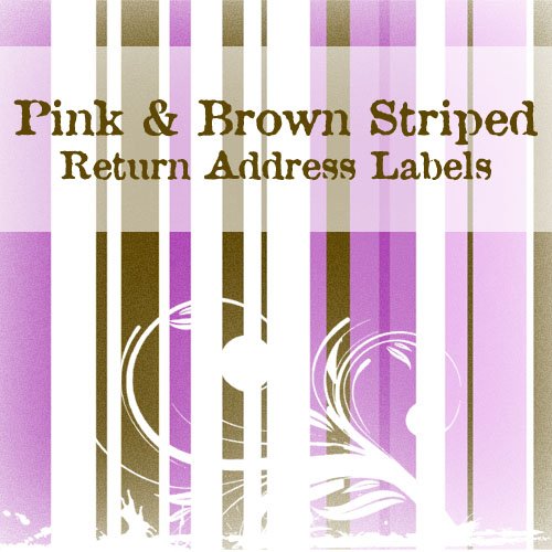 280 Pink and Brown Striped Return Address Labels