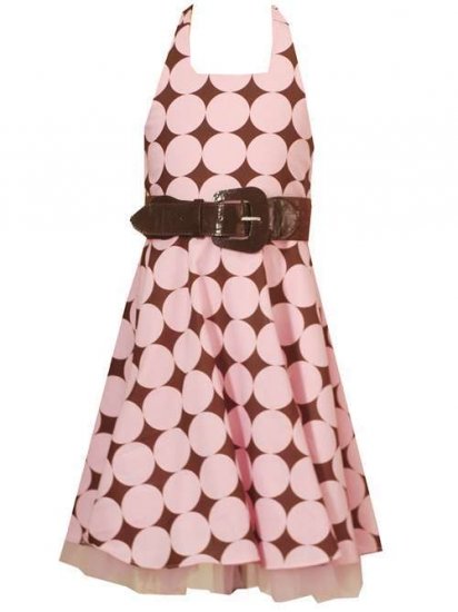 Rare Editions Pink and Brown Halter Dress Sz 14 NWT