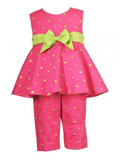 Rare Editions Fuschia and Green Capri Set Sz 12 mos.