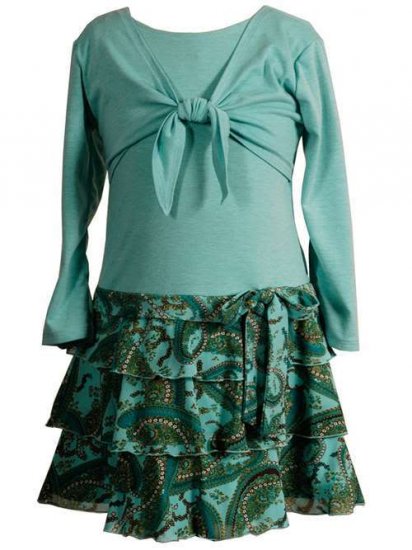 Turquoise Cardigan Dress with Paisley Skirt -Sz 14 NWT