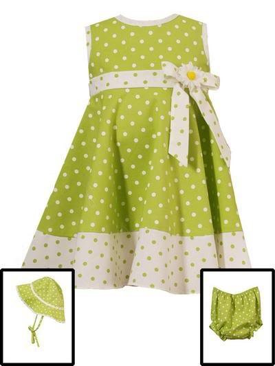 Rare Editions Lime Dotted Dress w/ Hat-Sz 18 months-NWT