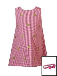 Rare Editions Frog Checked Dress w/headband-Sz 2T-NWT