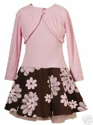 Rare Editions Pink and Brown Cardigan Dress Sz 6-NWT