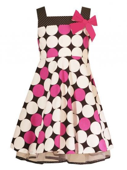 Rare Editions Fuschia/Black/White Dotted Dress-Sz 6-NWT