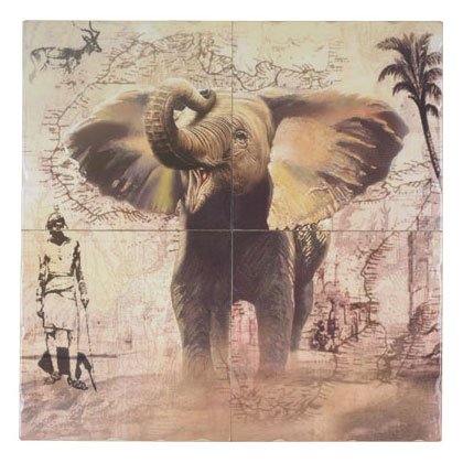 4 PC. PATCHWORK ELEPHANT MURAL