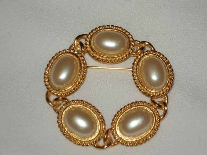 Vintage Signed Paquette Faux Pearl Brooch Pin Jewelry