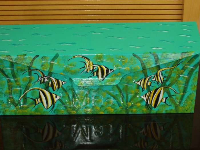 Hand Painted Wall Mount Mailbox Mailboxes With Angel Fish Design 15