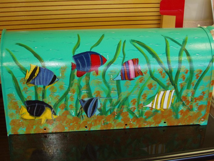 Hand Painted Mailbox Mailboxes With Tropcial Fish Design 16