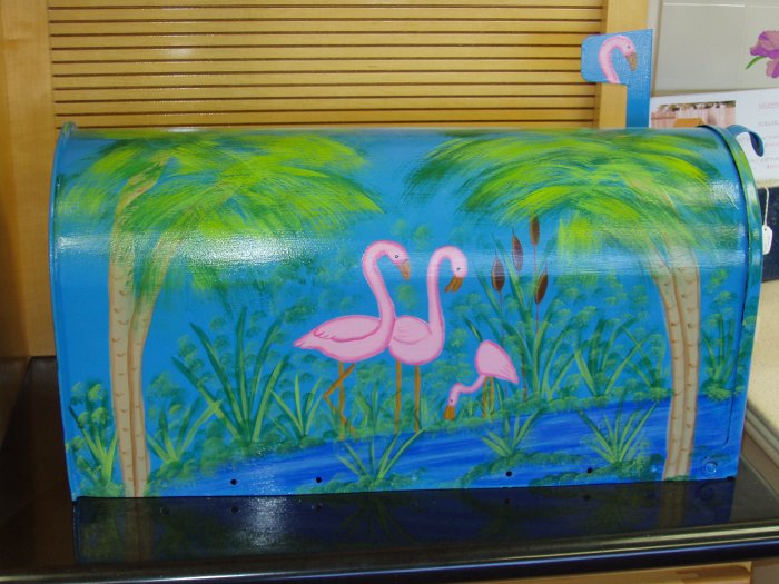 Hand Painted Mailbox Mailboxes With Flamingo Design T2 21