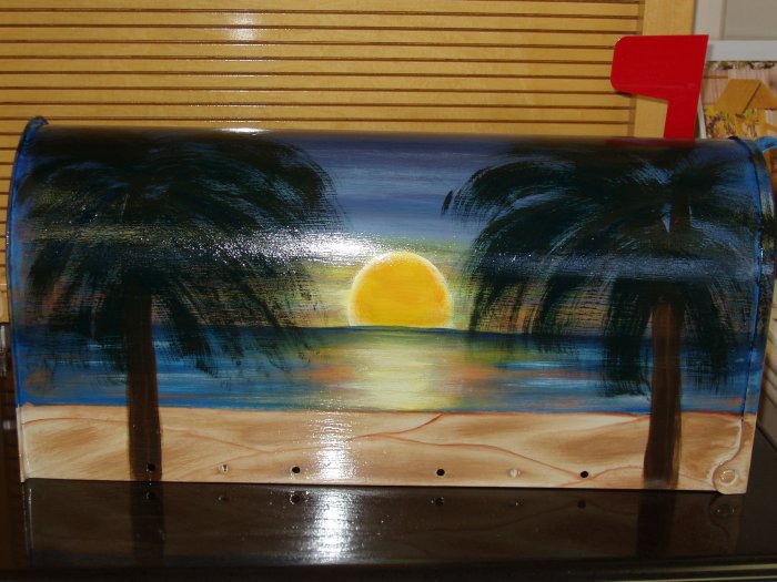 Handpainted Hand painted Mailbox Mailboxes with Beach Sunset Scene 13