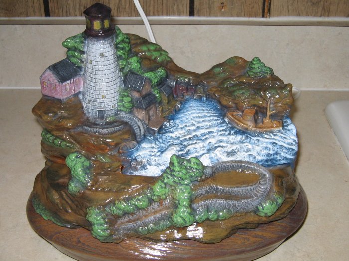 Boatyard, Lighthouse Lighted Scene Ceramic