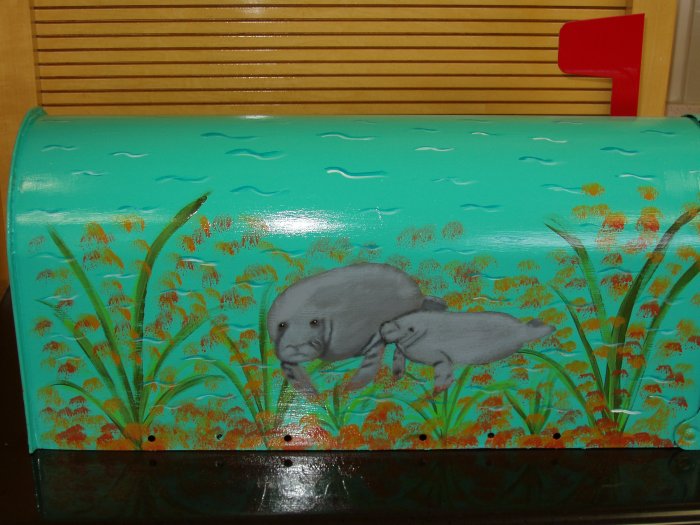 Handpainted Mailbox Hand Painted Mailboxes with Manatee Design 08