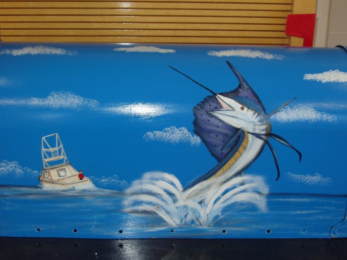 Handpainted Mailbox Hand Painted Mailboxes Sailfish Design T2 06