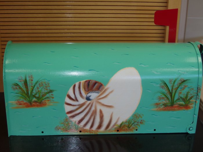 Handpainted Mailbox Hand Painted Mailboxes Nautilus Shell Design 05