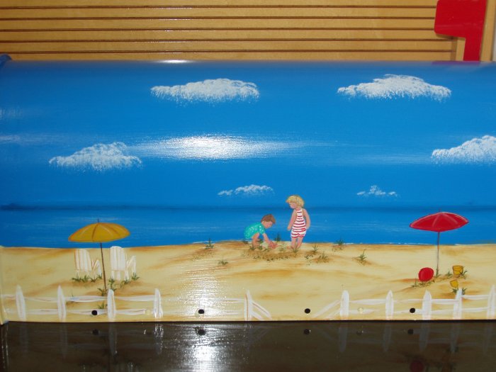 Handpainted Mailbox Hand Painted Mailboxes Children's Beach Scene 04