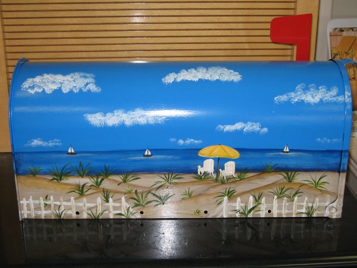 Handpainted Mailbox Hand Painted Mailboxes Beach Scene 03