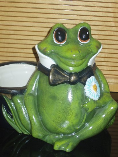 Large Ceramic Frog Planter Flower Pot Handpainted Hand Painted