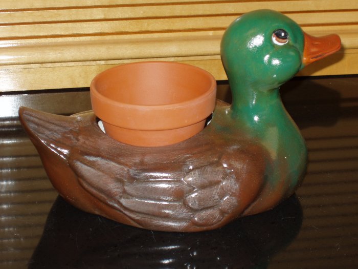 CERAMIC MALLARD DUCK PLANTER HANDPAINTED INDOOR OUTDOOR HANDPAINTED HAND PAINTED