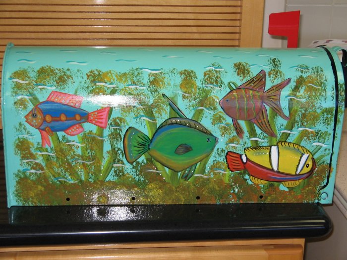 Handpainted Mailbox Hand Painted Mailboxes Fun Funky Fish Design
