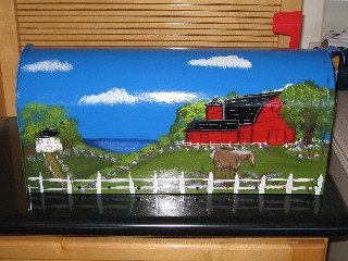 Handpainted Mailbox Barnyard w/Horse Scene Hand Painted Mailboxes