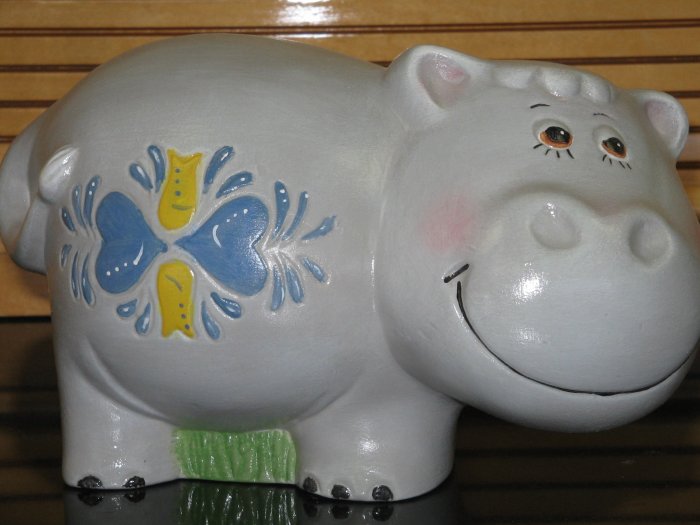 Ceramic Hippo Bank Hand Painted Handcrafted Hippopotamus