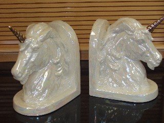 Ceramic Unicorn Bookends Handcrafted Gold Luster Finsh