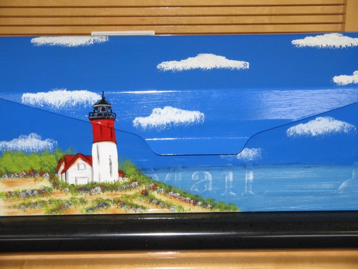Hand Painted Wall Mount Mailbox Lighthouse Design