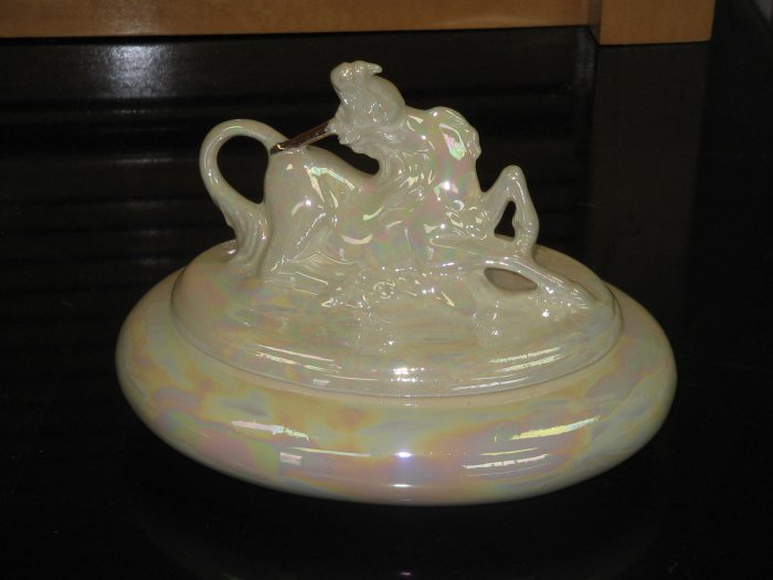 Unicorn Trinket Box Luster Glaze Gold Accent (small)