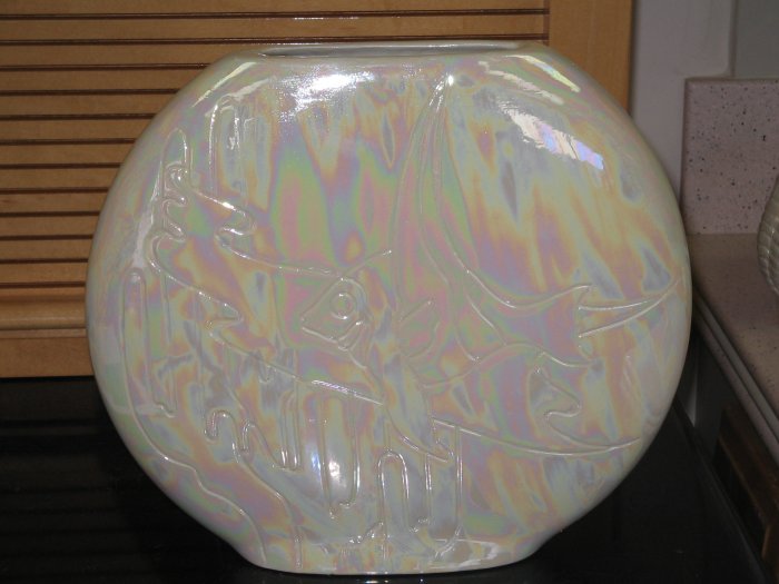 Angel Fish Pillow Vase Luster Glaze
