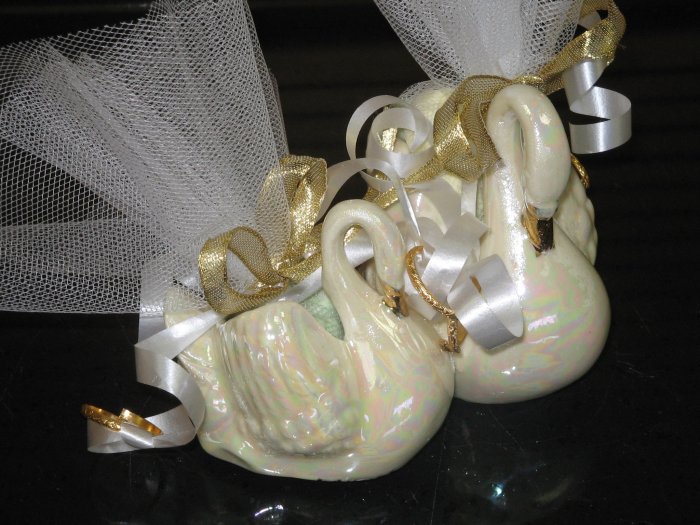 Handcrafted Double Swan Swans Shower Wedding Favors