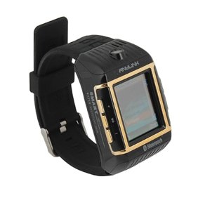 Quad Band Waterproof Watch Style Cell Phone Black-gold