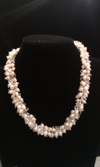 Freshwater cultured pearl and crystal necklace
