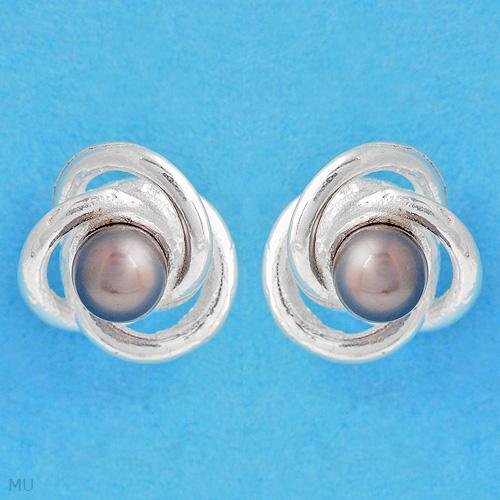 Brand New, Genuine Black Pearl Stud Earrings