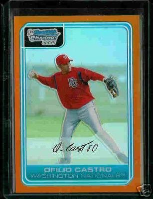 Ofilio Castro Washington Nationals 2006 Bowman Chrome Orange Refractor RC SN#/25 BC77