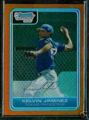 Kelvin Jimenez Texas Rangers 2006 Bowman Chrome Orange Refractor RC SN#/25 BC85