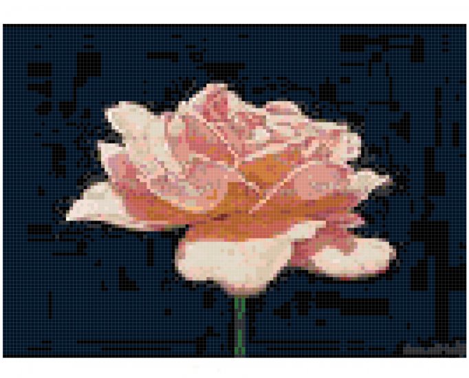 Counted Cross Stitch Original Pattern - Simplicity A Pink Rose