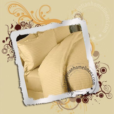 Queen Duvet Cover 1200TC Gold Stripe 100% Egyptian Cotton Luxury Bed Linen