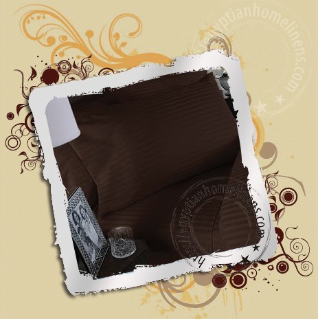 1200 TC Queen Chocolate Stripe Sheet Set Pure Egyptian Luxury Linens