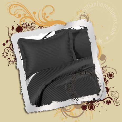 1200 TC Queen Black Stripe Egyptian Cotton Sheet Set