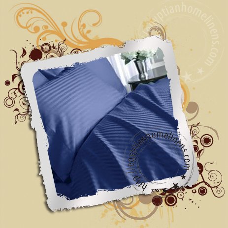 1200 TC California King Sheet Set Navy Blue Stripe Egyptian Cotton Luxury Linens