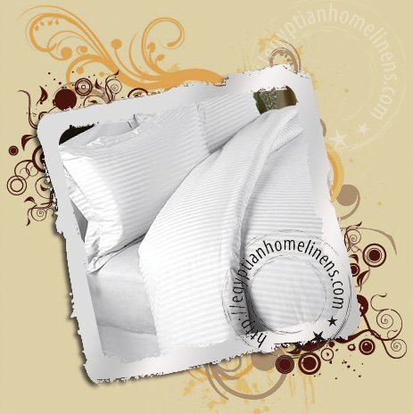 1200 TC Cal King Size Sheet Set White Stripe Egyptian Cotton Luxury Linens