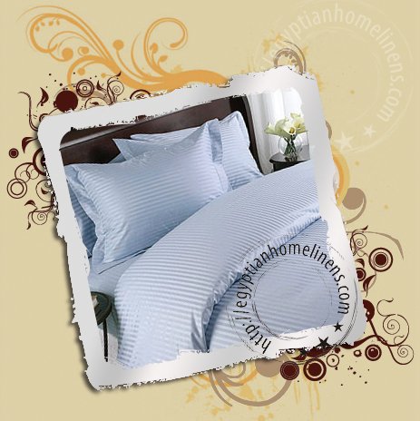 1200-TC Twin Sheets Blue Stripe Egyptian Bed Sheet Set