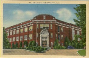 Linen Postcard. High School, Rutherfordton, N.C.