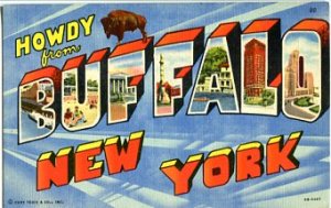 Linen Postcard. Howdy from Buffalo New York