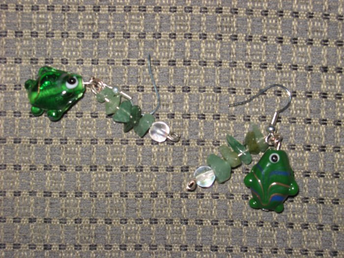 Fish Earrings Handmade Green