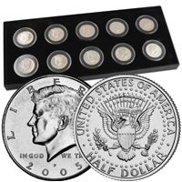 1999 to 2008 Decade of Proof Kennedy Half Dollars