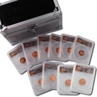 2009's Finest Lincoln Cents P & D Certified 67 with Bonus Shield Cents