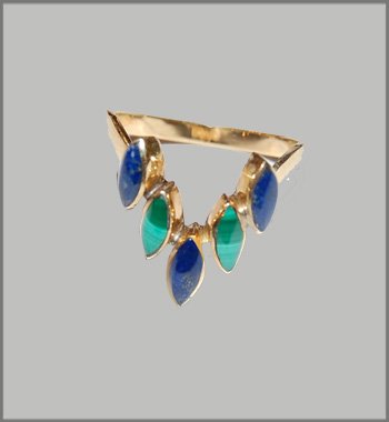 Lapislazuli Malachite Gold Ring